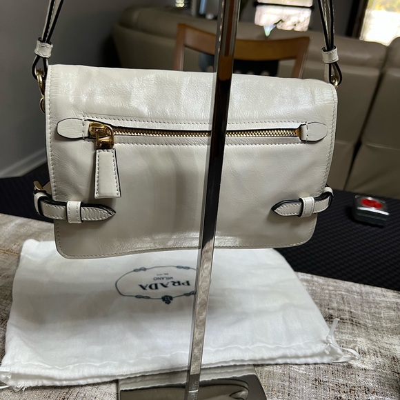 Authentic Prada White Leather Shoulder Bag - Picture 2 of 11